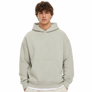 Hoodie court en coton biologique 450 GSM, molleton épais, coupe oversize à épaules tombantes, vêtements pour hommes en marque privée - Product Image 6