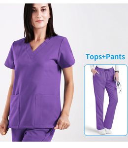 Conjuntos de Uniformes Médicos Color Naranja, Tela de Sarga de Alta Calidad en Spandex/Poliéster, con Detección de Agujas, Unisex, para Personal de Odontología y Farmacia - Product Image 4