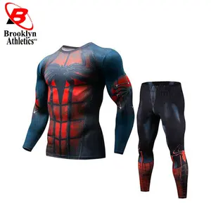 Conjuntos de compresión para entrenamiento de Fitness para hombre, trajes de compresión con logotipo personalizado de alta calidad, 100% - Product Image 1