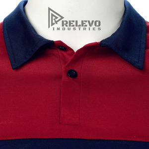 Chemise pour homme Relevo Industries, rouge marine, à blocs de couleur, manches longues, style décontracté, tissu tricoté, anti-boulochage, respirant - Product Image 3