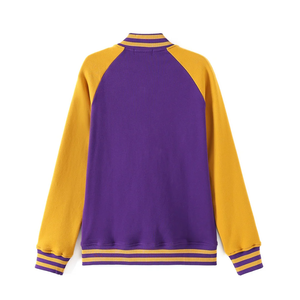 Veste en molleton Omega Purple Varsity |   Veste universitaire Premium Royal Purple & Old Gold Fraternity |   Streetwear urbain Que Dawg Bomber - Product Image 2