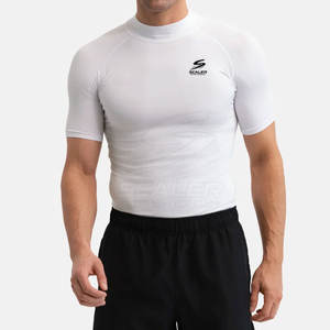T-shirt de compression tricoté haute performance avec tissu extensible, séchage rapide et respirant pour l'entraînement quotidien à la salle de sport - Product Image 2