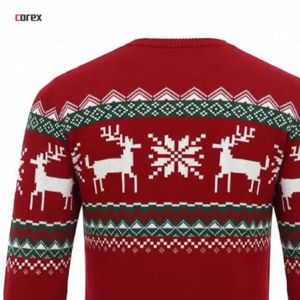 Suéter Navideño Rojo para Hombre Corex, Cuello Redondo, Transpirable, 100% Algodón, Jersey de Invierno - Product Image 4