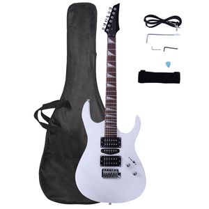 Chitarra Acustica Elettrica 170 per Principianti con Pickup HSH, Borsa, Tracolla, Paddle, Cavo, Chiave, Strumenti - Bianca - Product Image 1