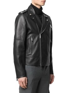 Men's Stylish Black Leather <b>Biker</b> <b>Jacket</b> Motorcycle Rider Casual Streetwear <b>Jacket</b> - Product Image 3