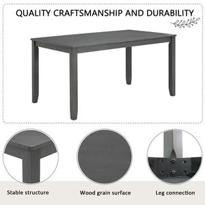 Tavolo da pranzo moderno da 6 pezzi con panca in legno per 6 persone cucina grigia e sala da pranzo - Product Image 4