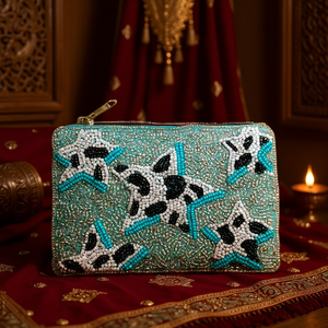 Indian Traditional Luxury Handbag Multicolor <b>Crystal</b> Glass <b>Beaded</b> Durable Artisan Craft Premium Baguette Fashion Accessories - Product Image 3