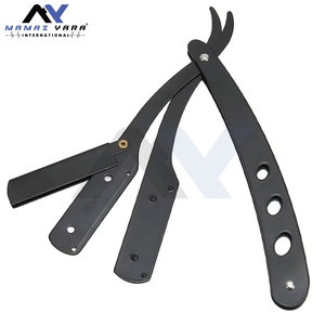 Navaja de Afeitar Plegable Negra Clásica para Hombre, Soporte de Acero Inoxidable para Navaja de Afeitar Recta, para Afeitar el Vello Púbico y Axilar, Navaja de Afeitar Masculina - Product Image 2