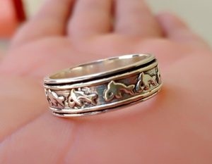 Fish <b>Spinner</b> <b>Ring</b> Ocean Fidget <b>Ring</b> Handmade Anxiety Relief <b>Ring</b> Marine Life Jewelry Boho Statement <b>Spinner</b> <b>Ring</b> - Product Image 4