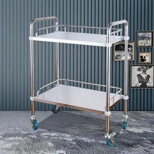 Chariot utilitaire professionnel pour salon sur roulettes – Chariot de rangement à 2 niveaux en acier inoxydable - Product Image 2