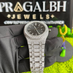 Montre automatique de luxe PJ entièrement sertie de moissanite, boîtier carré en acier inoxydable, saphir, étanche, style diamant - Product Image 3