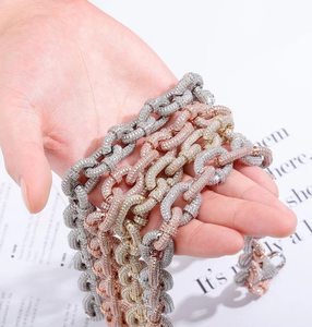 Luxury Hip-Hop Style 925 <b>Sterling</b> <b>Silver</b> Rose Gold & Rhodium Plated Moissanite Unisex Miami Cuban Link Chain Wedding - Product Image 3