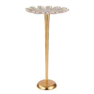 Mesa Consola Moderna y Duradera con Base de Aluminio Ecológico, Tapa con Diseño Floral, Hecha a Mano, Diseño Contemporáneo, Mueble para Sala de Estar - Product Image 1