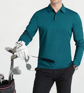 Chemises de golf à manches longues pour hommes, polos décontractés pour hommes, chemises à col performantes, vêtements de travail, bureau - Product Image 3