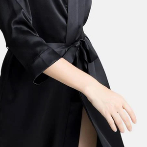 Bata de Peluquería Negra Personalizada a Bajo Precio, Uniforme de Cliente para Salón de Belleza, Kimono de SPA - Product Image 4