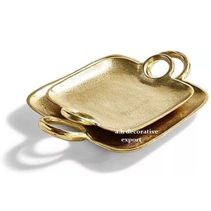 Hammered Stainless Steel Oval Serving <b>Tray</b> Polished Silver Decorative Platter with Textured Rim Modern Metal <b>Tray</b> for Weddings - Product Image 2