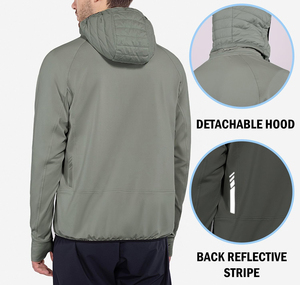 Veste matelassée à capuche pour homme, coupe-vent, rembourrage en polyester, hiver, décontractée, coupe ajustée, col montant, fermeture éclair, couleur unie, OEM - Product Image 2