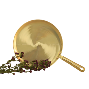 Premium Handmade Hammered Brass Kadhai Wok <b>Pan</b> for Deep Fry Cooking Serving Traditional Indian Kitchenware Heavy Gauge Finish - Product Image 1