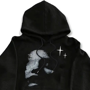 Ensemble sweat à capuche noir pour homme, coupe oversize, couleur unie, décontracté, pour l'automne, avec poches, en molleton tricoté, et joggers en French Terry - Product Image 3