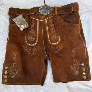 Lederhosen Bavaroises ZASSON SPORTS OEM d'usine, unisexe, traditionnelles, pour l'Oktoberfest, en cuir véritable, motif uni - Product Image 6
