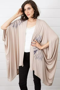 Robe Kimono Vintage Attrayante à Motifs Floraux Tie-Dye Respirante à Manches Trois-Quarts Ouverte sur le Devant pour Femme Écologique et Naturelle - Product Image 4