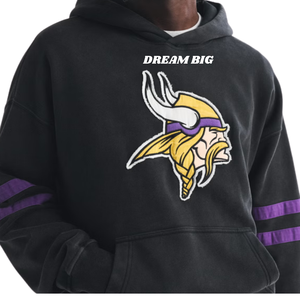 Sweat à capuche personnalisé pour homme, noir, style universitaire, manches rayées, logo Viking, streetwear, fabricant OEM, fournisseur en gros, marque privée - Product Image 6