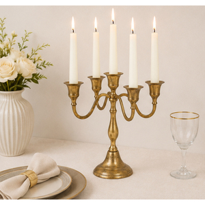 Candelabro Metálico de 5 Brazos para Velas Cónicas, Dorado, Centro de Mesa para Bodas, Decoración para Eventos, Hoteles y Hogar - Product Image 2
