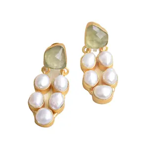 Freshwater Pearl Dangle Earrings Agate Gemstone Jewelry Bulk Suppliers Wholesalers of Pearl Fashion Gold Plated Jewellery Drop