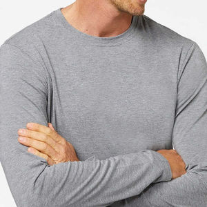 Premium High Quality Customized Logo Printing Long Sleeve Knitted Solid Cotton <b>Men</b> <b>T</b>-<b>Shirt</b> Breathable Casual Streetwear - Product Image 5