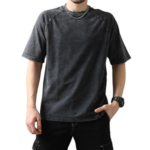 T-shirt pour homme en coton 100% biologique, lavage à l'acide, haute qualité, prix bas, avec logo personnalisé et couleur unie - Product Image 1