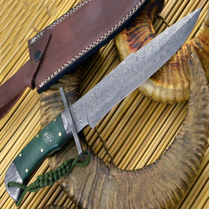 Cuchillo de Caza de Alta Resistencia con Espiga Completa, Equipo Táctico Premium para Supervivencia al Aire Libre y Camping, Mango DIY de Acero de Damasco, 3 Años de Garantía - Product Image 4