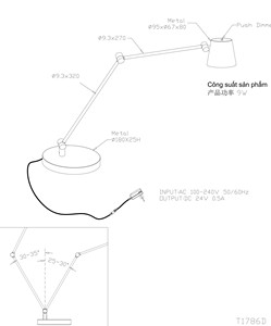Modern Adjustable LED Desk <b>Lamp</b> with Height Adjustment, Push Dimmer, 3000K <b>Warm</b> White, 9W - Product Image 5