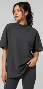 Nouveau T-shirt à col montant en coton 100% tricoté épais, écologique, respirant, anti-rétrécissement, brodé, à manches courtes, coupe classique - Product Image 5