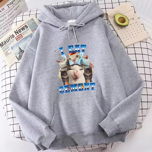 เสื้อฮู้ดพิมพ์ลายมีมแมวตลก "ฉันกินซีเมนต์" สไตล์ญี่ปุ่น เสื้อฮู้ดลำลอง เสื้อสเวตเชิ้ตสำหรับผู้ชายและผู้หญิง เสื้อฮู้ด เสื้อสเวตเชิ้ต - Product Image 3