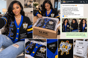 Suéter Cárdigan Varsity de Invierno para Mujer XLISE INTERNATIONAL Personalizado, 100% Algodón, Tejido de Secado Rápido, Botones Cubiertos, Bordado - Product Image 6