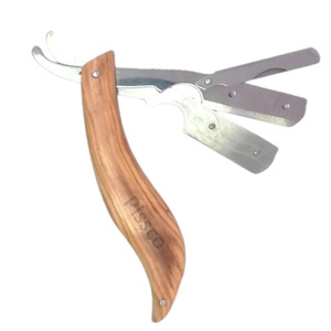 มีดโกนหนวดตรง ด้ามสแตนเลส ใบมีดตรง พับได้ - Product Image 2