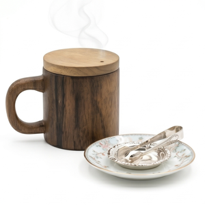 Teakwood FSC 100% Natural Solid Wooden Mug with Wood Lid Eco Friendly Rustic Tea <b>Cup</b> Handmade Portable Custom Logo <b>Personalized</b> - Product Image 5