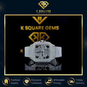 Montre de haute qualité avec mouvement à quartz, résistante à l'eau, VVS, unisexe, en acier inoxydable, verre saphir, bracelet en diamant moissanite - Product Image 4