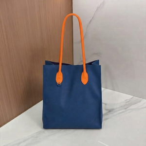 Bolso Tote Azul Vintage para Mujer, con Cierre de Cremallera, Diseño de Color en Contraste de Poliéster, Gran Capacidad para el Uso Diario, Compras - Product Image 1