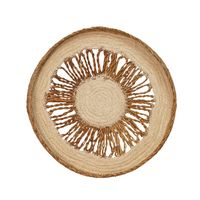 Ensemble de 8 décorations murales bohèmes en jute faites à la main, médaillons tressés dorés naturels, art mural tissé