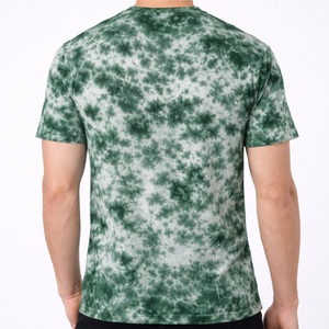 Premium Quality Men's <b>Tie</b>-Dye Short Sleeve T-Shirt O-Neck Casual <b>Knitted</b> Regular Fit Teal White Patterned 100% Cotton - Product Image 5