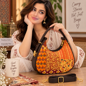 Sac Hobo Bohème Imprimé Floral Multicolore pour Femme en Tissu Coton avec Bandoulière Réglable, Fermeture Éclair et Accastillage Doré - Product Image 2