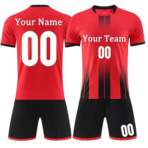 ชุดยูนิฟอร์มฟุตบอลแบบกำหนดเอง เสื้อเจอร์ซีย์โพลีเอสเตอร์ระบายอากาศ กางเกงขาสั้น พิมพ์โลโก้ทีม แห้งเร็ว ผู้ผลิตชุดกีฬาแบบ OEM - Product Image 1