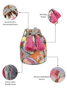 Luxury Hand Beaded Tassels Evening <b>Bag</b> Designer <b>Drawstring</b> Bucket Purse Eco-Friendly Soft Casual Lightweight Wedding Bridal - Product Image 5