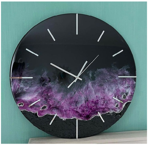 Reloj de Pared Digital Moderno de Resina de Dos Piezas, Estilo Antiguo, Diseño Abstracto Morado, Cuarzo Silencioso, Funciona con Batería, Placa de 15 mm de Grosor - Product Image 1