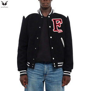 OEM Luxury Real Leather Sleeve Varsity Jacket Men’s Heavyweight Wool Baseball Jacket Custom Chenille Patch Letterman Coat - Product Image 6