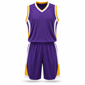 Ensemble de maillot et short de basket-ball personnalisé pour adultes unisexe |   100% polyester respirant |   Uniforme de basket-ball d'équipe |   Vente en gros - Product Image 3