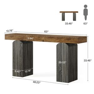 Vintage Two-Color Design <b>Console</b> <b>Table</b> Farmhouse Entrance Foyer <b>Table</b> with <b>Storage</b> Desk Features - Product Image 6
