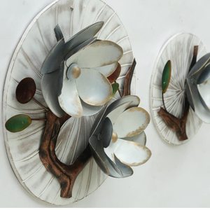 Metal white <b>gold</b> and black floral <b>wall</b> accent for <b>wall</b> decor - Product Image 2