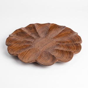 Assiette en bois de teck massif de qualité alimentaire en forme de pétale, bol en bois artisanal, vaisselle artisanale balinaise, plateau de service de luxe pour la restauration - Product Image 1